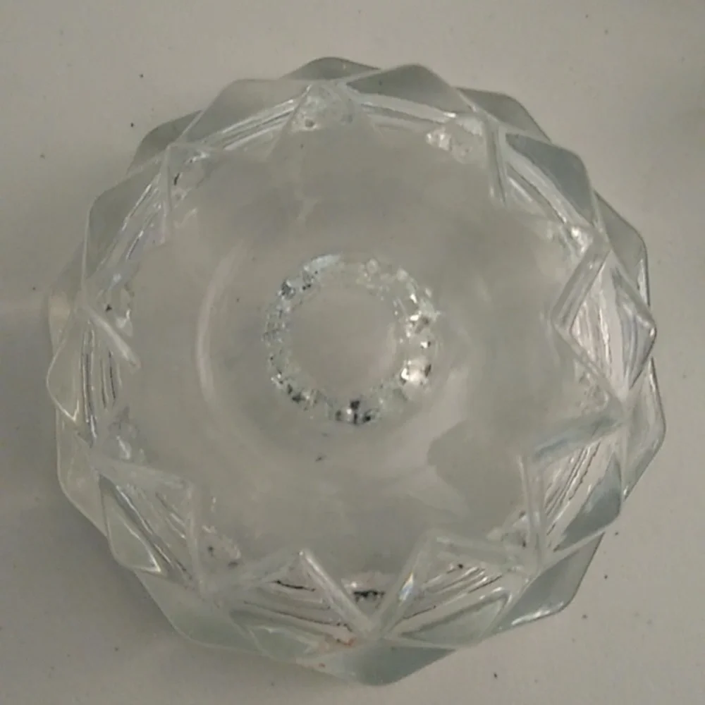 MID-CENTURY MODERN, STARBURST, HEAVY GLASS LOW PROFILE, SET OF 2 CANDLE …